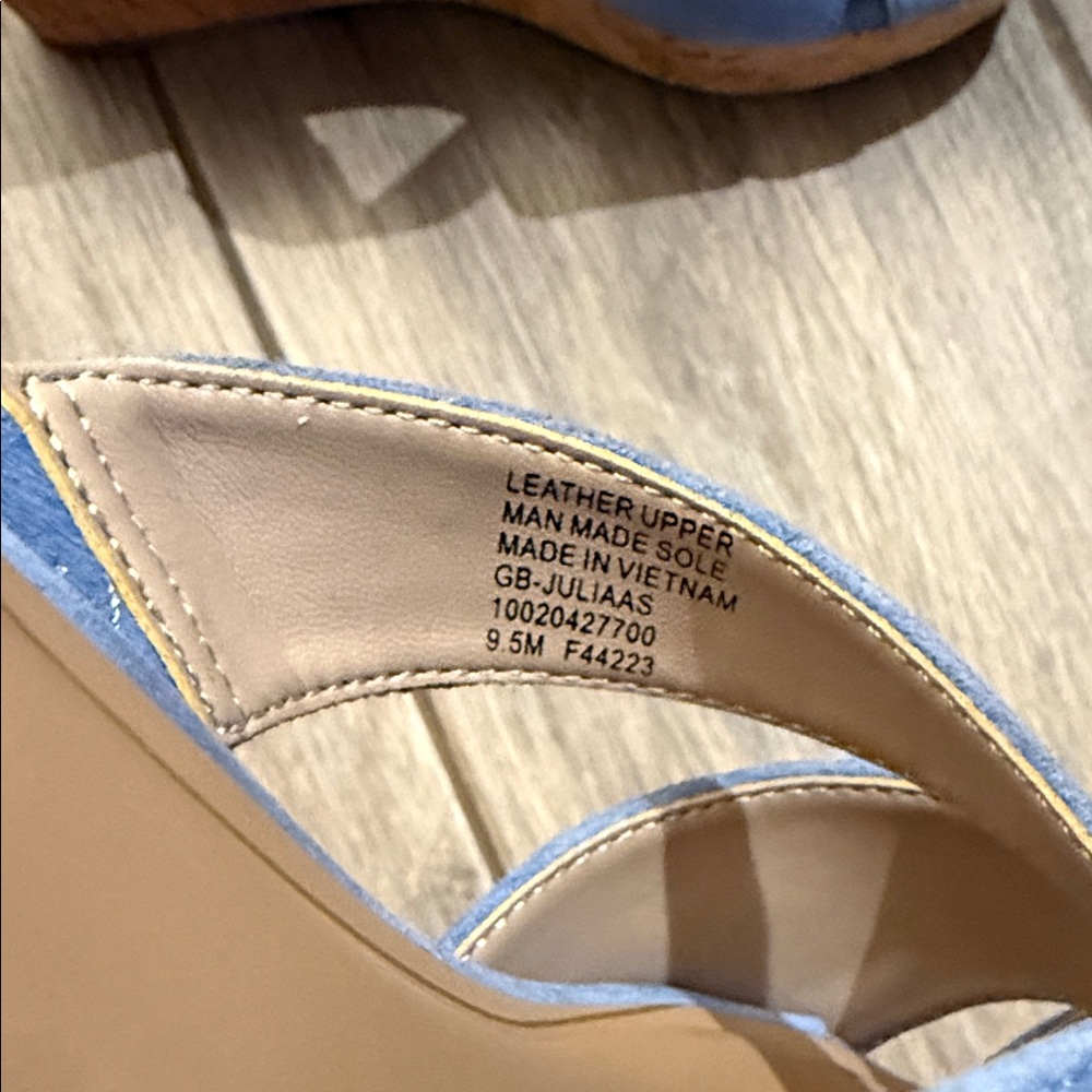 New Giani Bernini Light Blue Suede Crisscross Cork Wedge Slide Sz 9.5 M - Picture 6 of 9